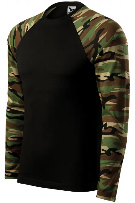 Camouflage T-Shirt mit langen Ärmeln, Tarnung braun