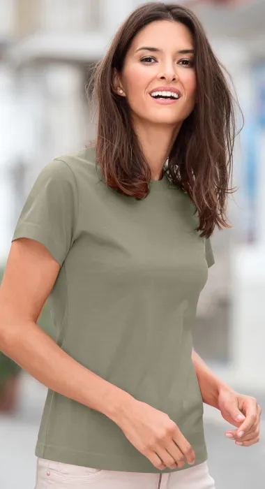 Damen einfaches T-Shirt, helles Khaki