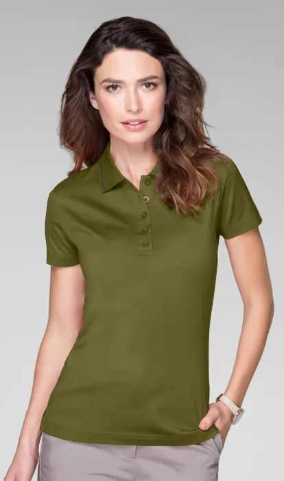 Damen elegantes mercerisiertes Poloshirt, Avocado