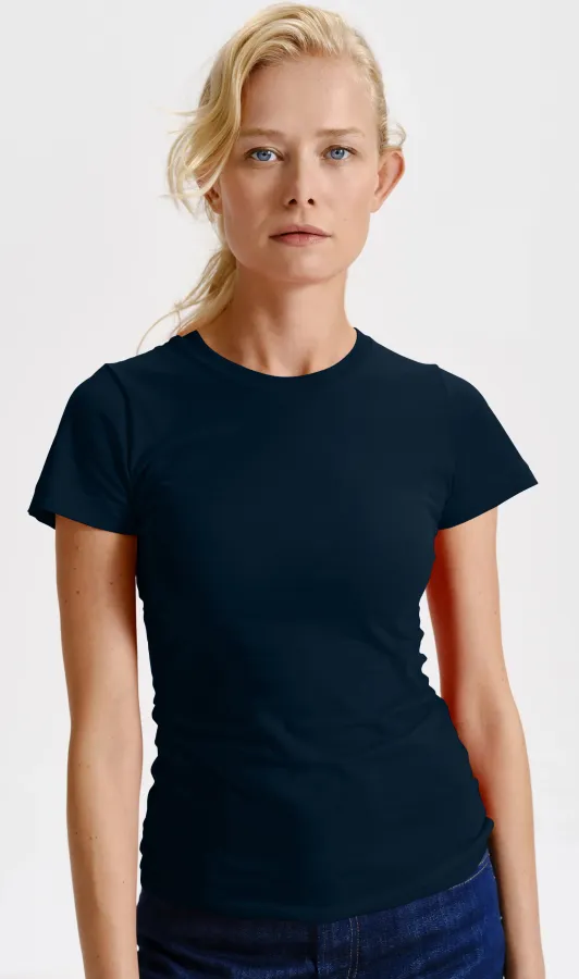 Damen klassisches T-Shirt, dunkelblau Damen klassisches T-Shirt, dunkelblau