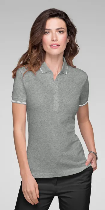 Damen Poloshirt mit kurzen Ärmeln, dunkelgrauer Marmor