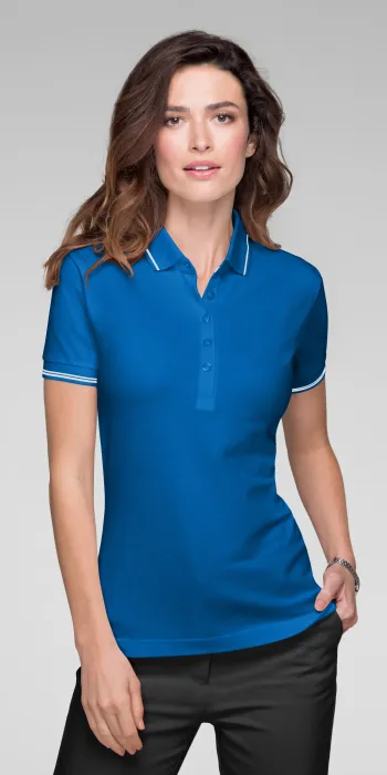 Damen Poloshirt mit kurzen Ärmeln, meerblau