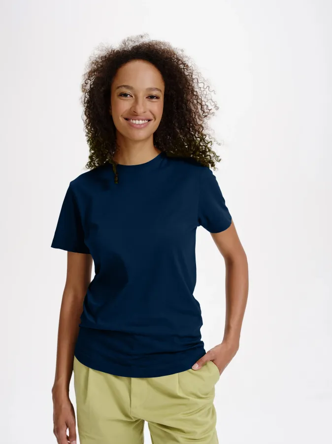 Damen T-Shirt, Bio-Baumwolle, dunkelblau Damen T-Shirt, Bio-Baumwolle, dunkelblau