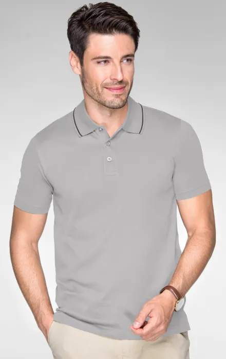 Elegantes mercerisiertes Poloshirt für Herren, Silber grau