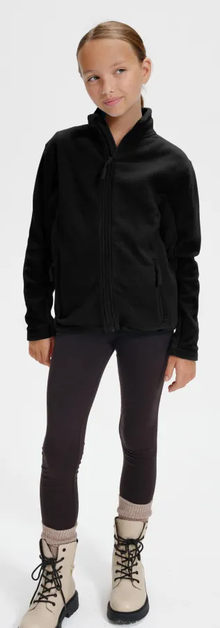 Fleece-Kontrastjacke für Kinder, schwarz Fleece-Kontrastjacke für Kinder, schwarz