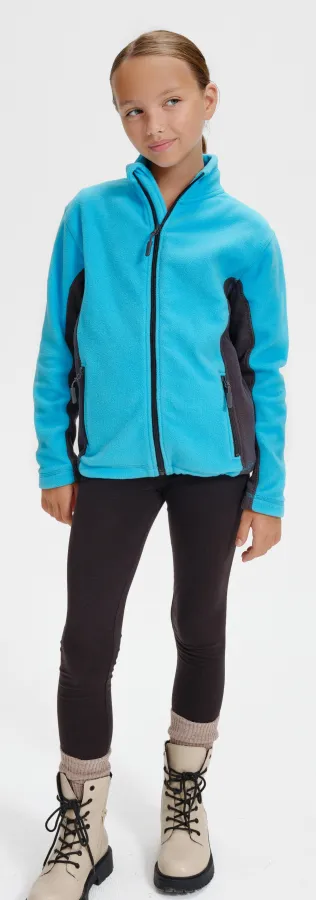 Fleece-Kontrastjacke für Kinder, türkis Fleece-Kontrastjacke für Kinder, türkis