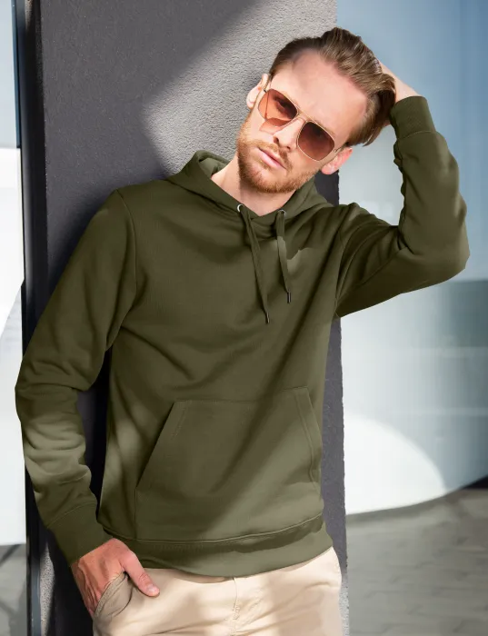 Herren Sweatshirt mit Kapuze ohne Reißverschluss, military