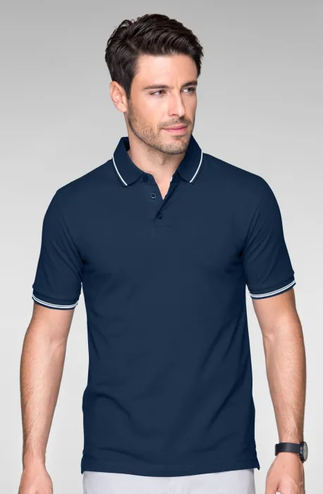 Kontrastiertes Poloshirt für Herren, dunkelblau