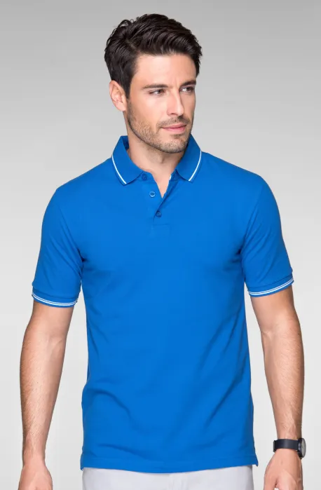 Kontrastiertes Poloshirt für Herren, meerblau