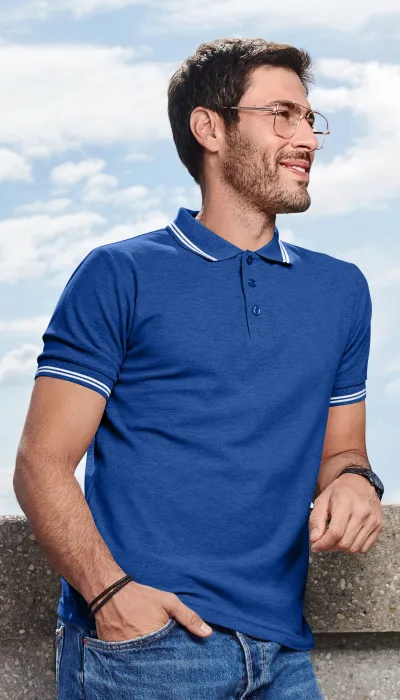 Kontrastiertes Poloshirt für Herren, königsblau