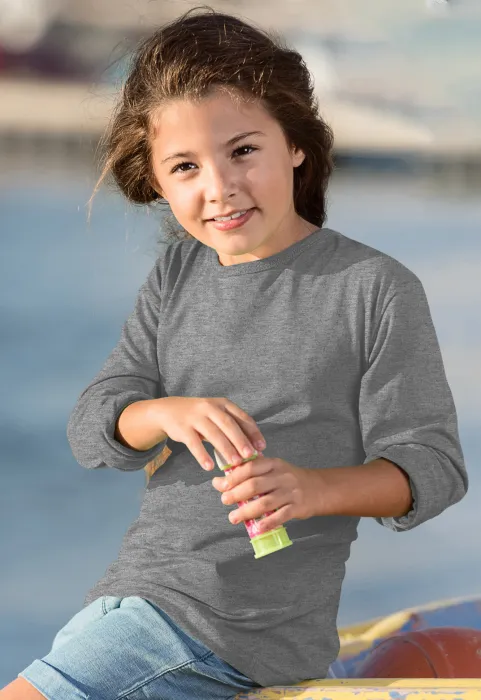 LangarmShirt für Kinder, dunkelgrauer Marmor