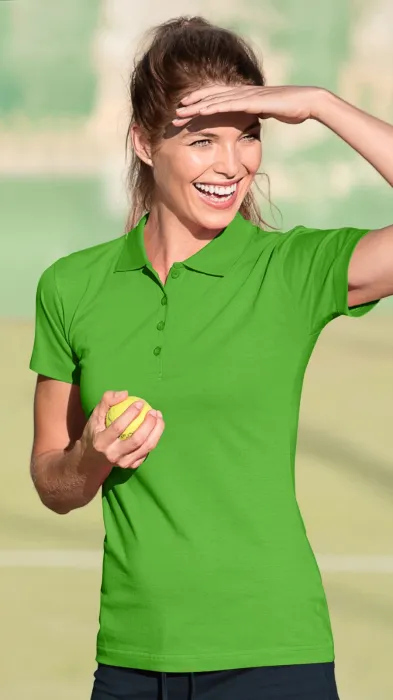 Slim Fit Poloshirt für Damen, Apfelgrün