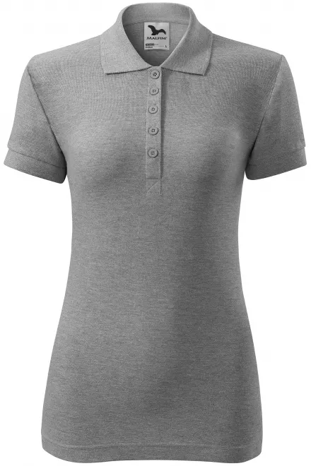 Damen einfaches Poloshirt - dunkelgrauer Marmor, XS