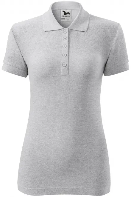 Damen einfaches Poloshirt - hellgrauer Marmor, XS