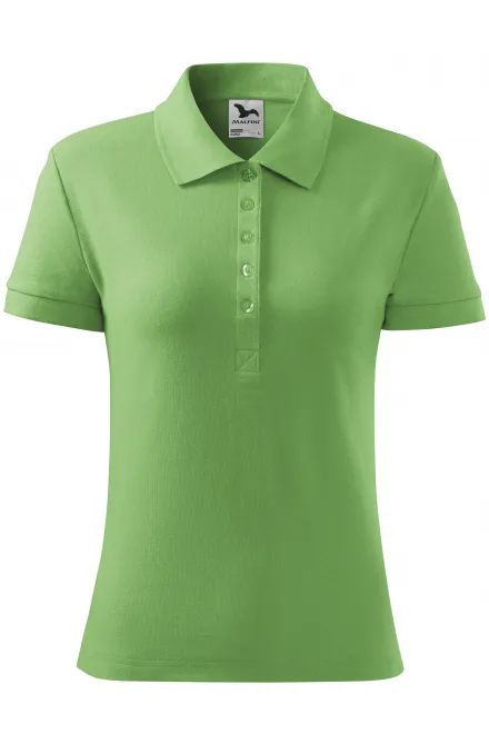 Damen einfaches Poloshirt - erbsengrün, XS