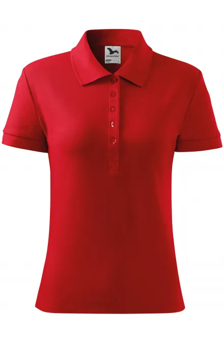 Damen einfaches Poloshirt - rot, XS