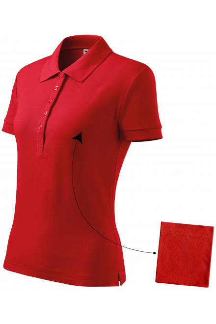 Damen einfaches Poloshirt, rot, einfarbige T-Shirts