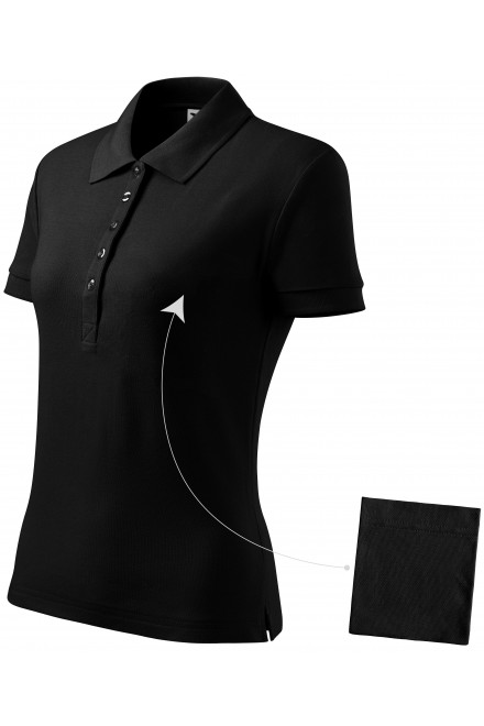 Damen einfaches Poloshirt, schwarz, Damen-Poloshirts