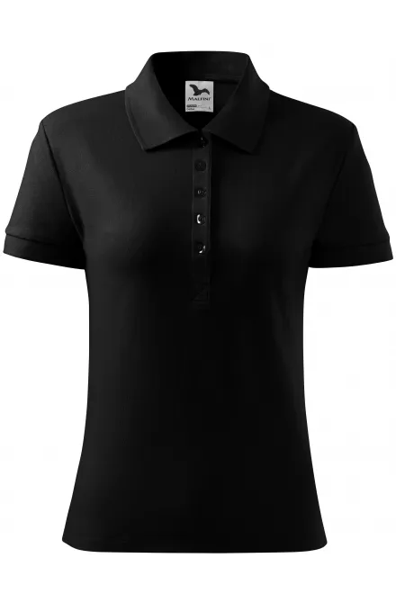 Damen einfaches Poloshirt - schwarz, XS
