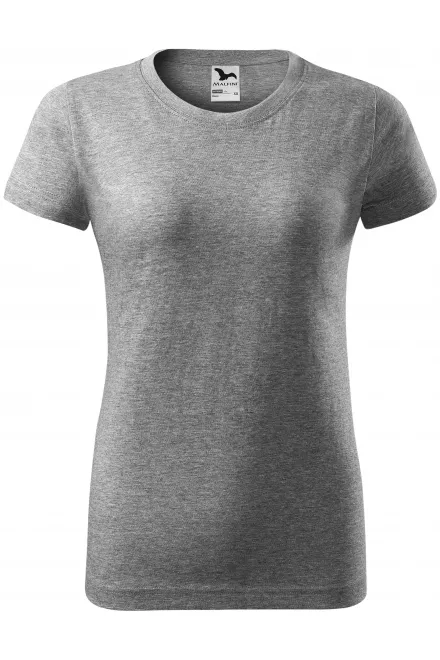 Damen einfaches T-Shirt - dunkelgrauer Marmor, XS