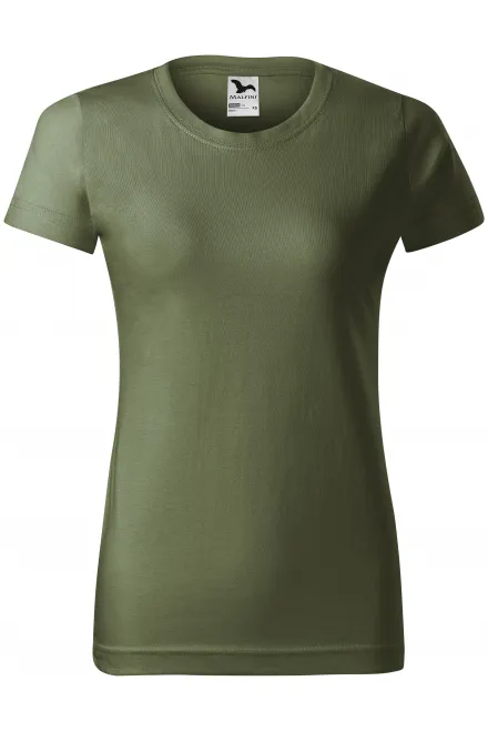 Damen einfaches T-Shirt - khaki, XS
