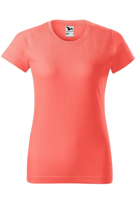 Damen einfaches T-Shirt - koralle, XS