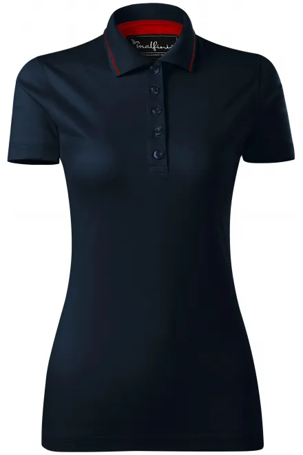 Damen elegantes mercerisiertes Poloshirt - dunkelblau, 2XL