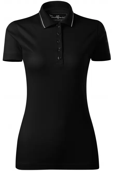 Damen elegantes mercerisiertes Poloshirt - schwarz, 2XL
