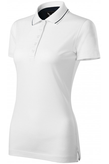 Damen elegantes mercerisiertes Poloshirt, weiß, Damen-Poloshirts