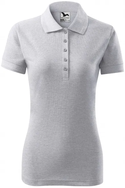Damen elegantes Poloshirt - hellgrauer Marmor, S