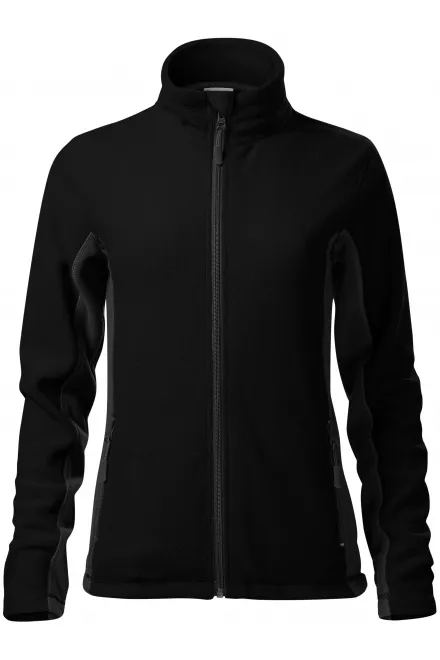 Damen Fleece-Kontrastjacke - schwarz, 2XL