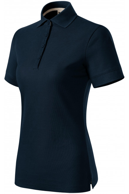 Damen-Poloshirt aus Bio-Baumwolle, dunkelblau, einfarbige T-Shirts