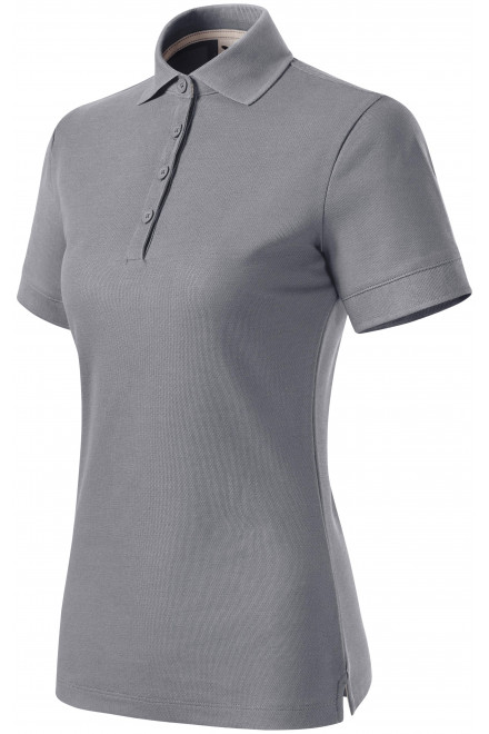 Damen-Poloshirt aus Bio-Baumwolle, altes Silber, einfarbige T-Shirts