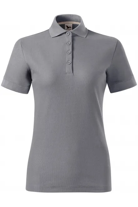 Damen-Poloshirt aus Bio-Baumwolle - altes Silber, L