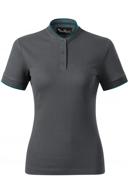 Damen-Poloshirt mit Bomberkragen - hellgrau, L