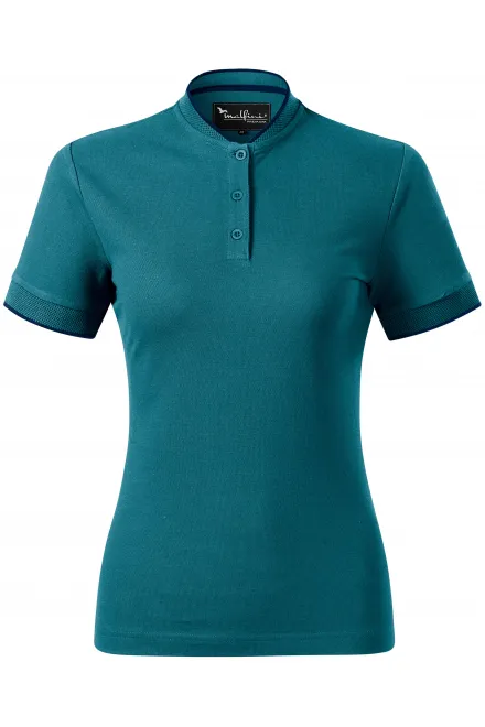 Damen-Poloshirt mit Bomberkragen - petrol blue, L