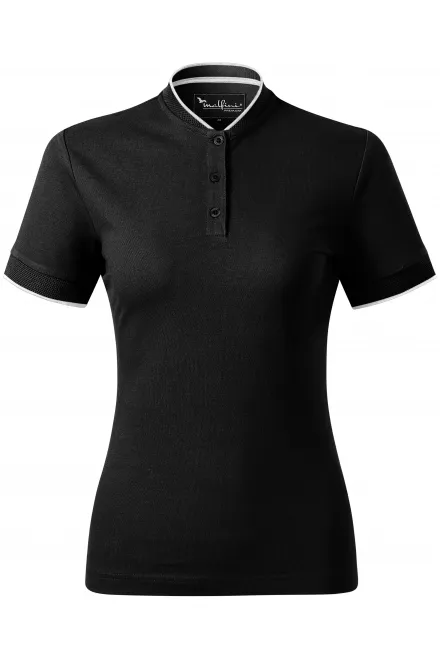 Damen-Poloshirt mit Bomberkragen - schwarz, L