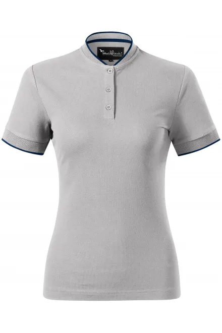 Damen-Poloshirt mit Bomberkragen - Silber grau, L