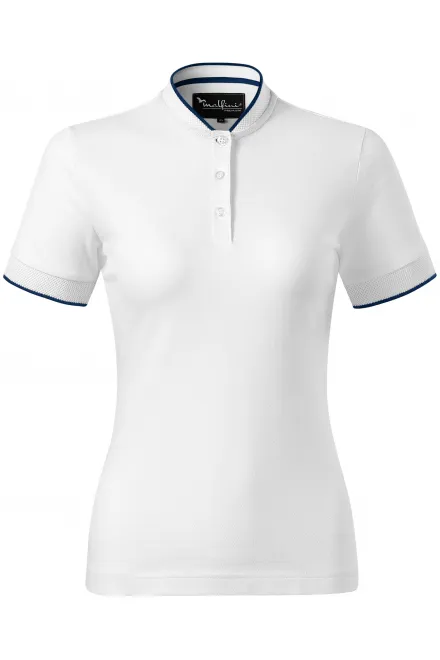 Damen-Poloshirt mit Bomberkragen - weiß, L