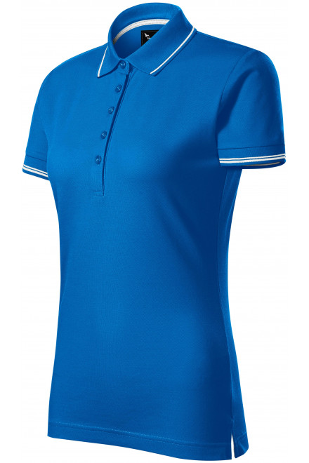 Damen Poloshirt mit kurzen Ärmeln, meerblau, Baumwoll-T-Shirts