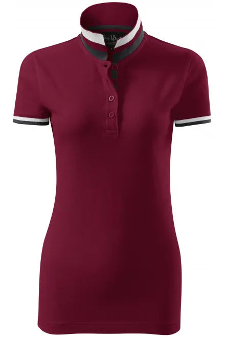 Damen Poloshirt mit Stehkragen - garnet, S