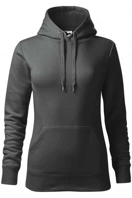 Damen Sweatshirt mit Kapuze ohne Reißverschluss - dunkler Schiefer, XS