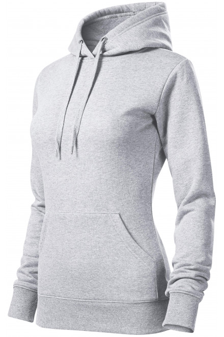 Damen Sweatshirt mit Kapuze ohne Reißverschluss, hellgrauer Marmor