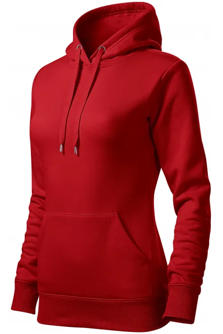 Damen Sweatshirt mit Kapuze ohne Reißverschluss, rot