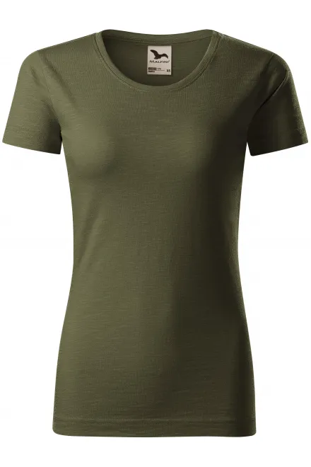 Damen-T-Shirt aus strukturierter Bio-Baumwolle - military, M