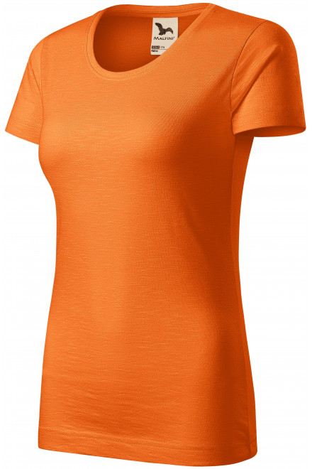 Damen-T-Shirt aus strukturierter Bio-Baumwolle, orange, T-Shirts mit kurzen Ärmeln