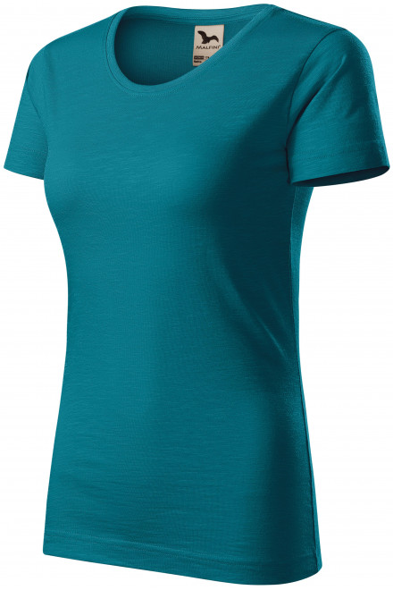 Damen-T-Shirt aus strukturierter Bio-Baumwolle, petrol blue, Damen-T-Shirts