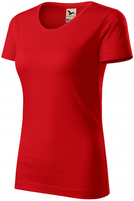 Damen-T-Shirt aus strukturierter Bio-Baumwolle, rot, einfarbige T-Shirts