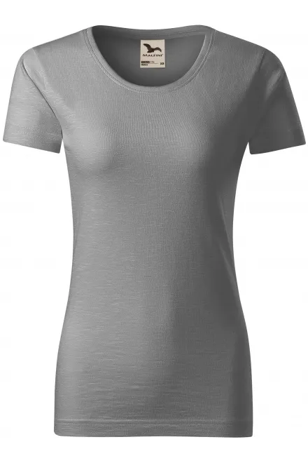 Damen-T-Shirt aus strukturierter Bio-Baumwolle - altes Silber, M