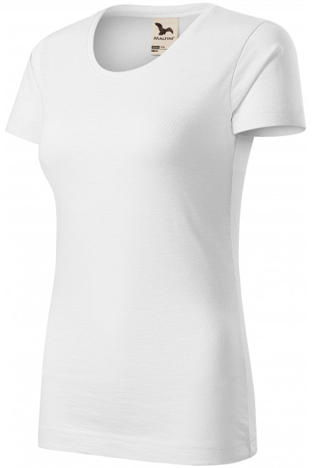 Damen-T-Shirt aus strukturierter Bio-Baumwolle, weiß, einfarbige T-Shirts